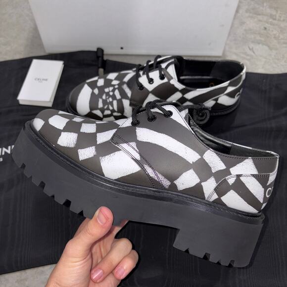 Celine Bulky Derby In Shiny Bull Printed Spiders HARRY WYLD RARE collab US8 IT41 - Picture 1 of 16